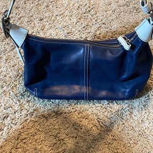 Small coach bag navy and white authentic